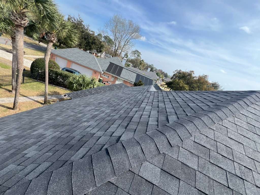 Finished residential asphalt shingle roof replacement by KLO Roofing